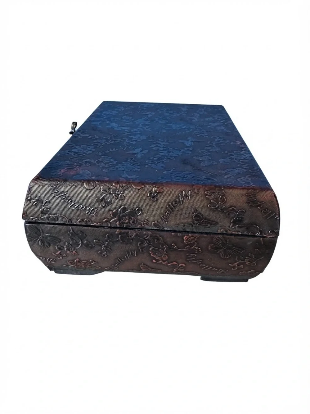 Vintage Embossed butterfly Jewelry Storage Box - Brown